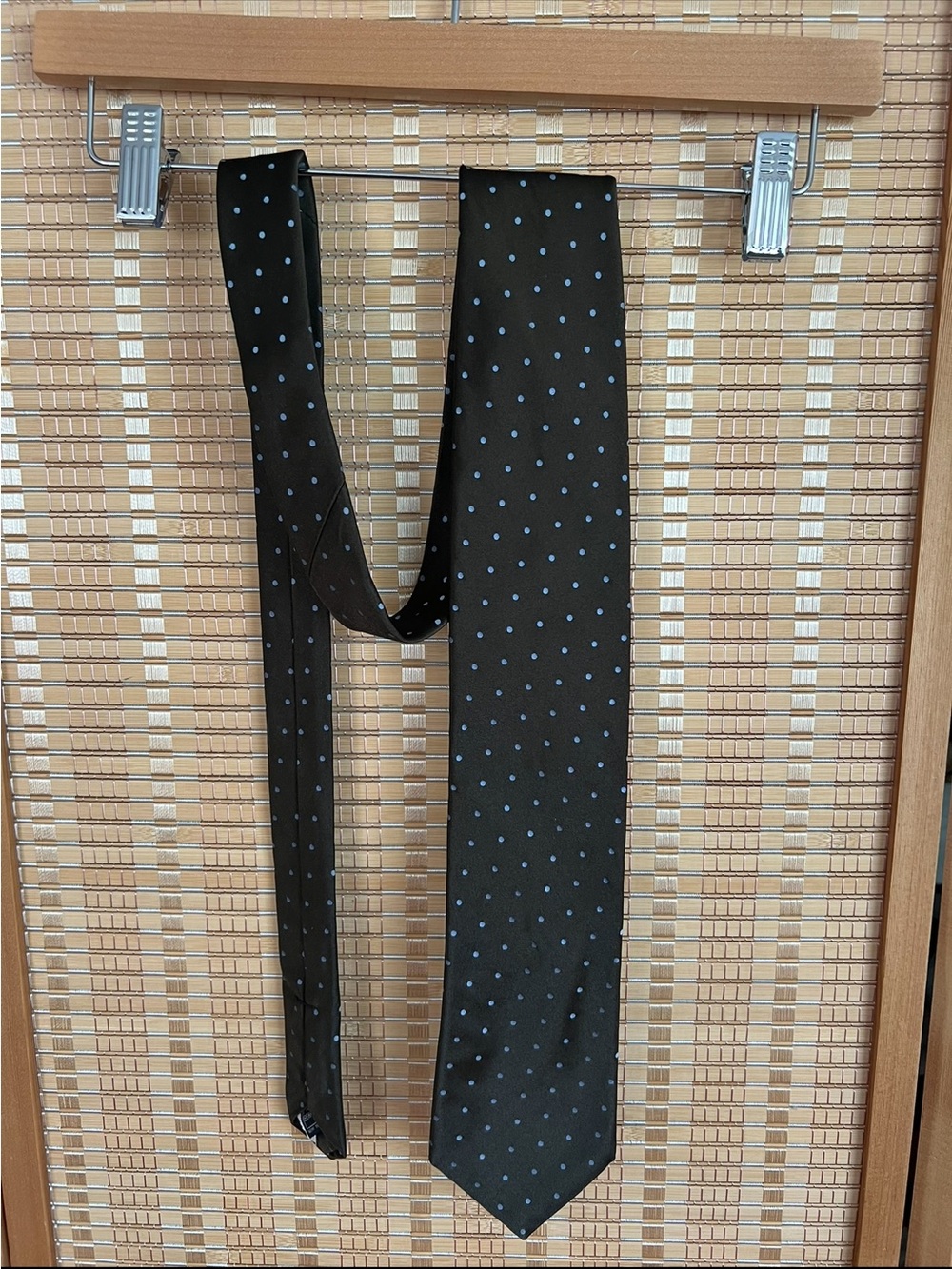 Ike Behar Black Tie with Light Blue Polka Dots